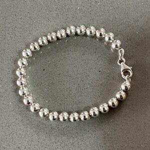 Sterling Silver Beaded Bracelet - Silver